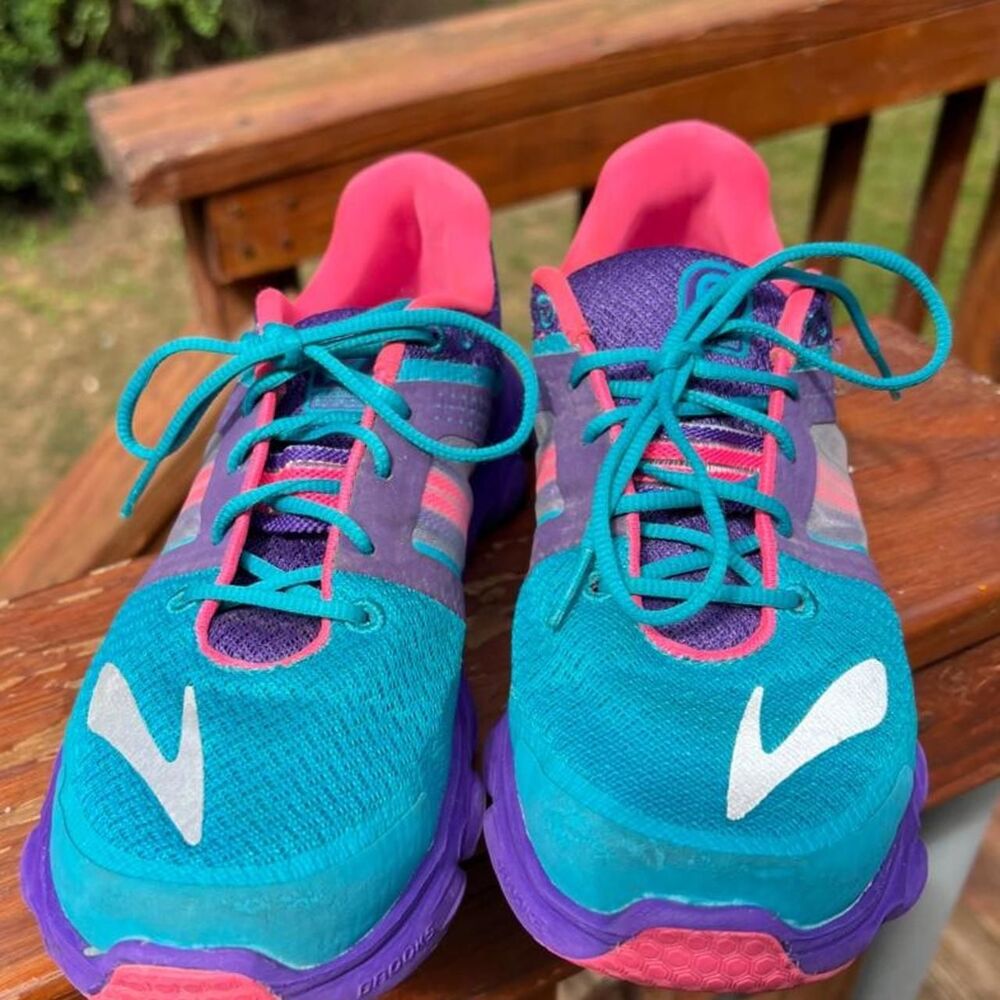 Brooks Women's 6 Pure Flow Blue Pink Road Trail running Jog Sneakers